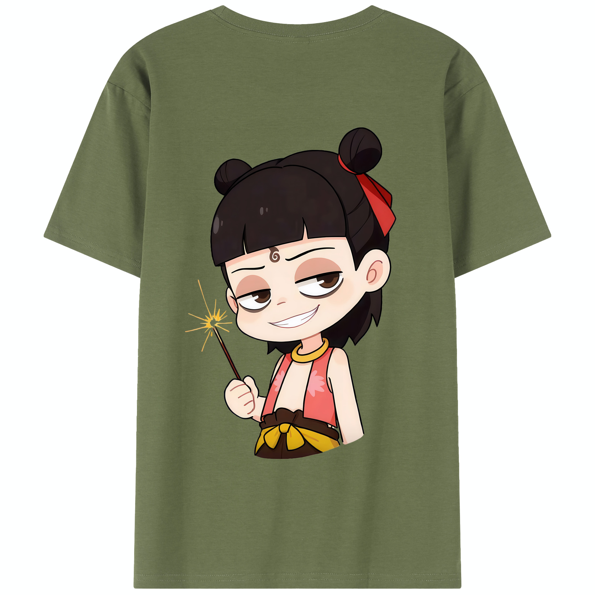 （画像用） Ne Zha 2 ナタ 魔童の大暴れ 綿100％半袖Tシャツ（背面プリント）